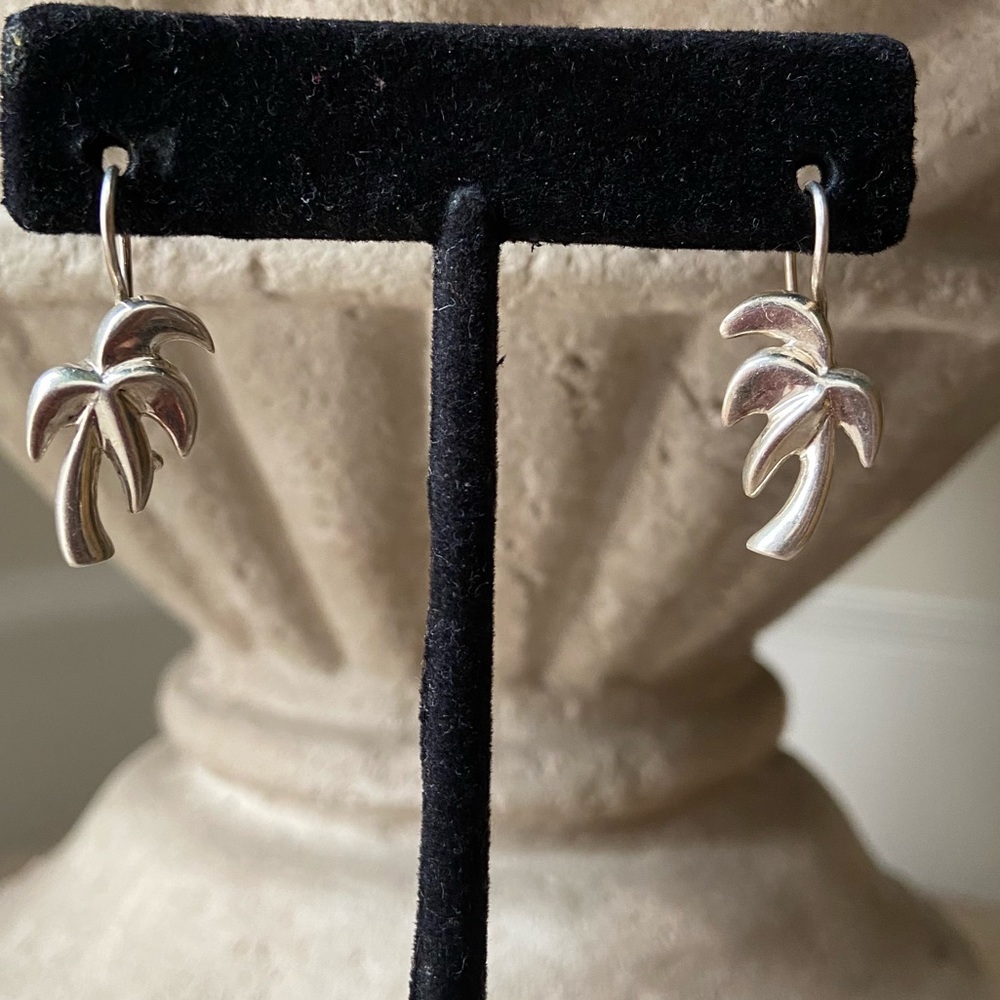 Silver Mini Pierced dangle palm trees earrings